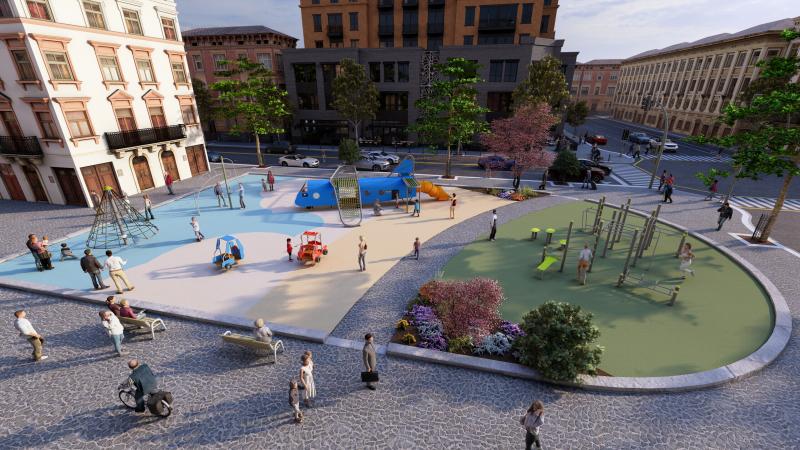 progetti di parchi gioco parco urbano con area gioco e area fitness
