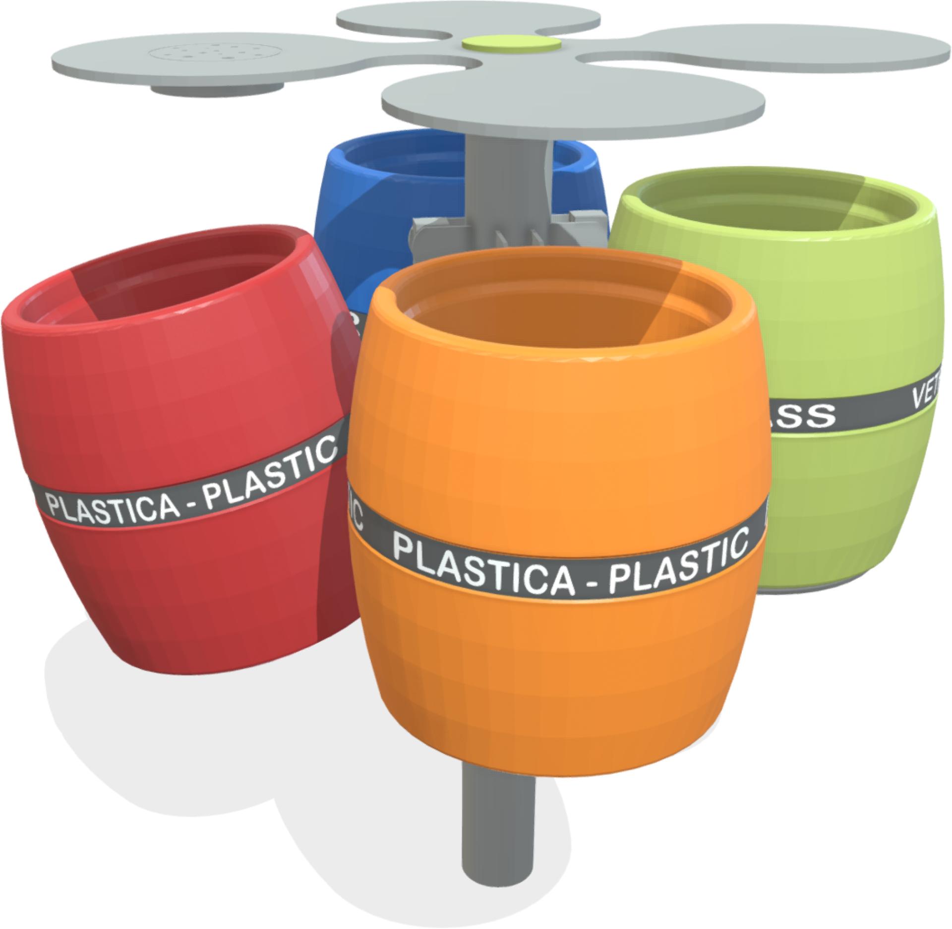 arredo cestini portarifiuti quadrifoglio ct04