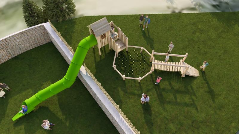 progetti di parchi gioco scivolo tubo e struttura gioco in robinia integrati nel territorio