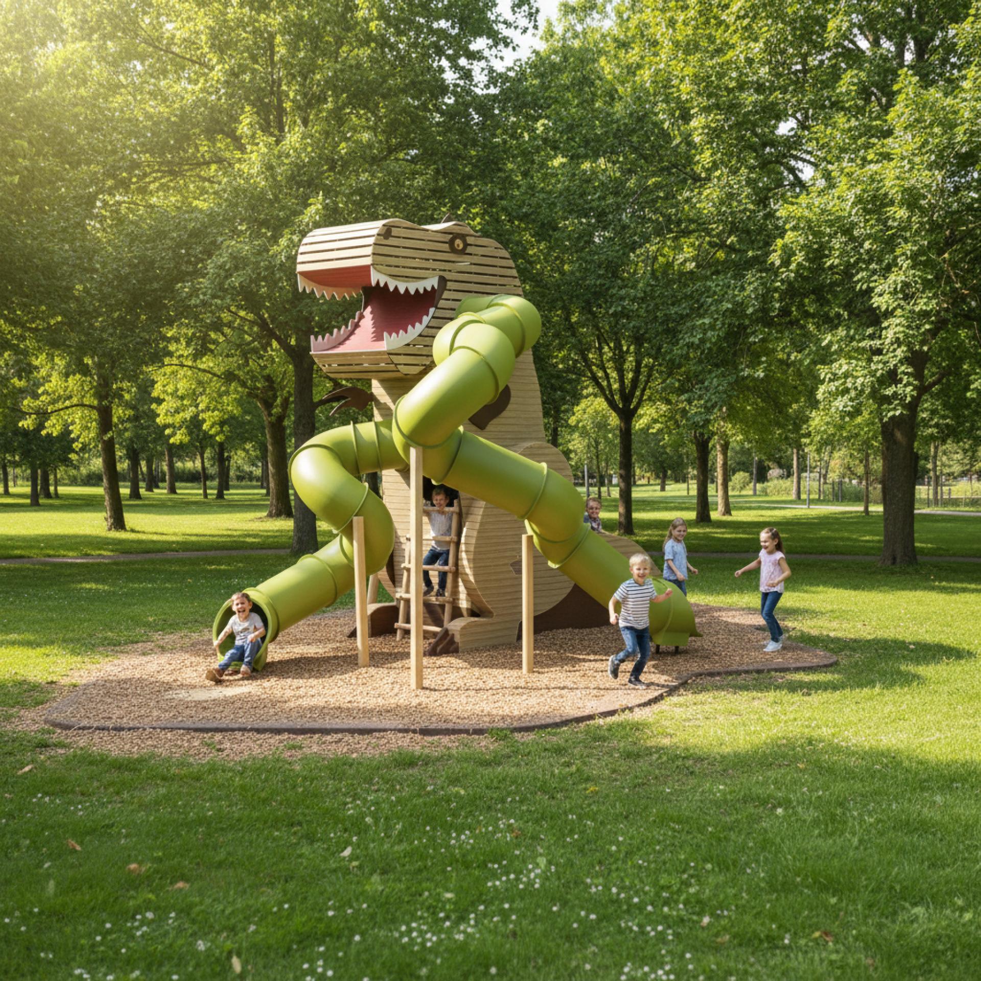 progetti di parchi gioco un dinosauro come protagonista